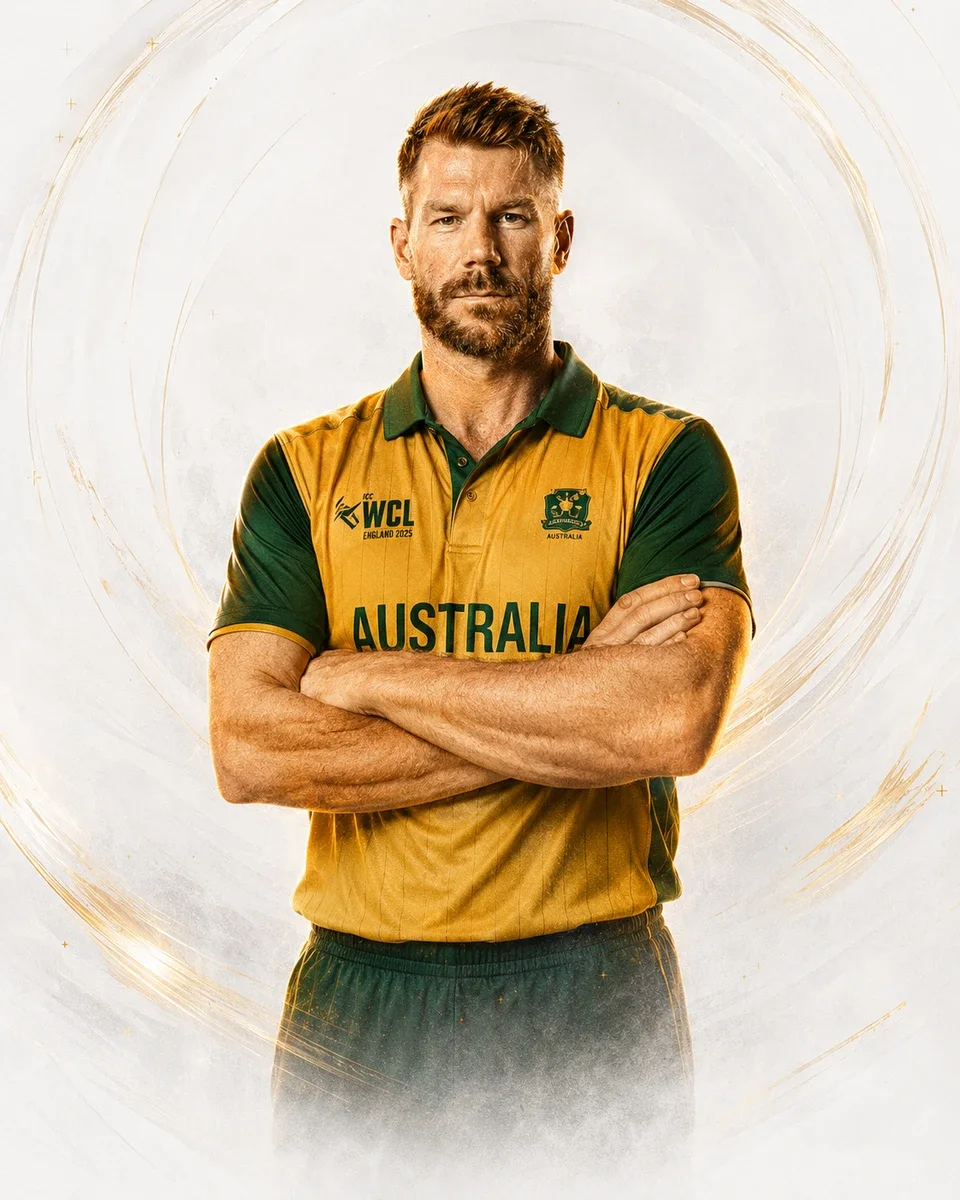 David Warner in Australia Champions campaign kit