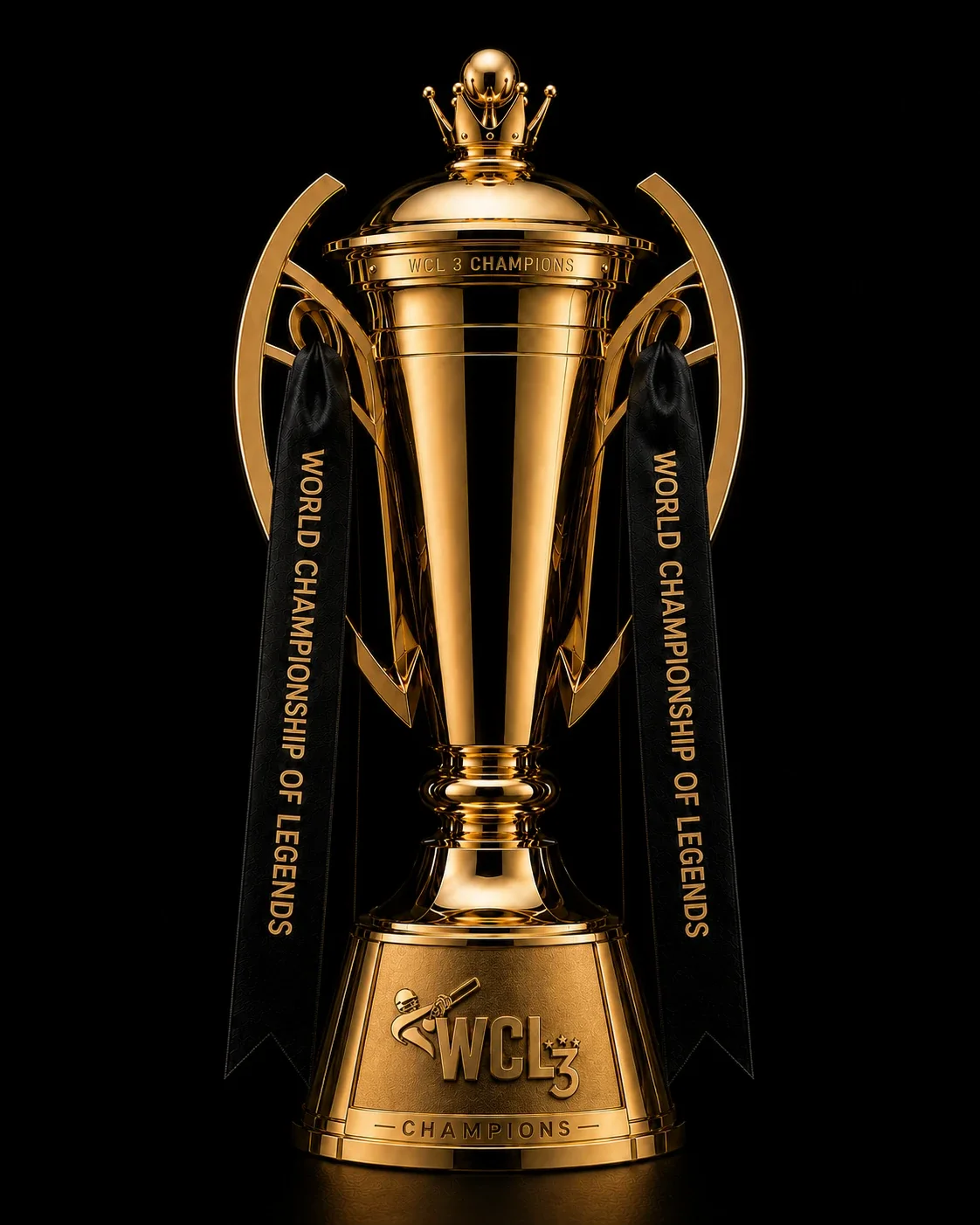 Supplied WCL Season 3 gold trophy design with crown and winged handles